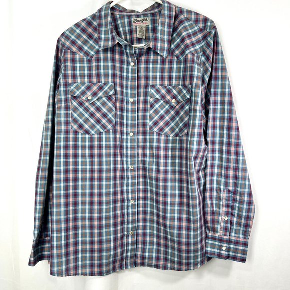 Men's Wrangler Pearl Snap Button Plaid "Wrancher" Western Shirt Sz XL - Picture 1 of 10